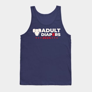 Adult Diapers 2024! Modern Presidential Election Aging Candidates Parody Tank Top